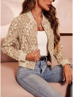 SHEIN Clasi Jacquard Zip Up Bomber Jacket