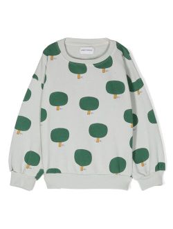 Green Tree-print cotton sweatshirt