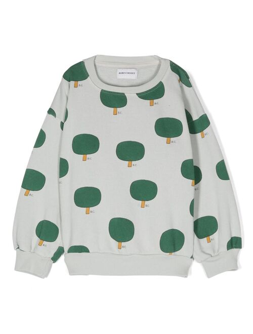 Bobo Choses Green Tree-print cotton sweatshirt