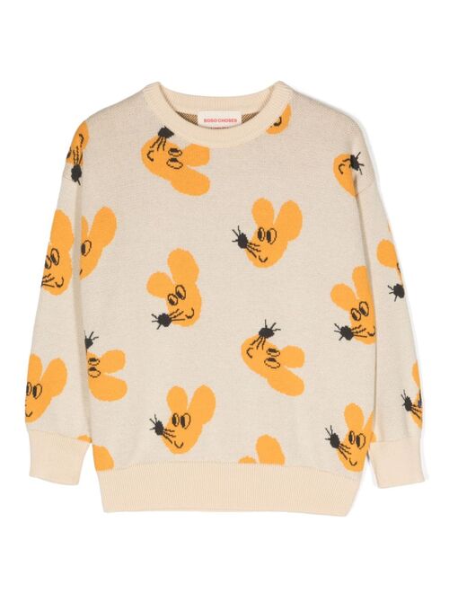 Bobo Choses mouse-jacquard cotton jumper