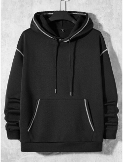 Manfinity Hypemode Men Plus Kangaroo Pocket Thermal Drawstring Hoodie