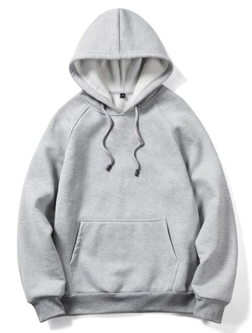 ROMWE Guys Kangaroo Pocket Drawstring Hoodie