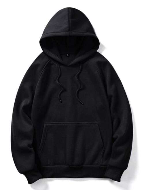 ROMWE Guys Kangaroo Pocket Drawstring Hoodie