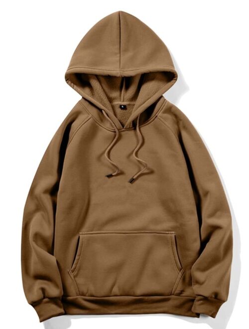 ROMWE Guys Kangaroo Pocket Drawstring Hoodie