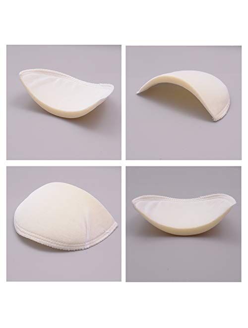 BeeSpring 4 PCS Covered Set-in Shoulder Pads Sewing Foam Polyester Pads (4 White)