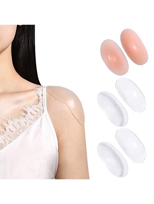 Deelessgz 3 Pairs Large Shoulder Pads for Womens Clothing, Reusable Soft Silicone Shoulder Pads, Anti Slip Shoulder Pads for Women Clothing Dress (3 Pairs Transparent)