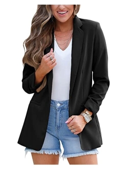 Imily Bela Womens Casual Blazers Long Sleeve Lapel Open Front Work Office Jacket with Pockets