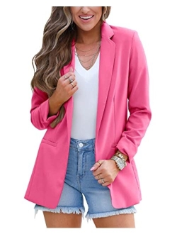 Imily Bela Womens Casual Blazers Long Sleeve Lapel Open Front Work Office Jacket with Pockets