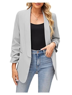 Imily Bela Womens Casual Blazers Long Sleeve Lapel Open Front Work Office Jacket with Pockets