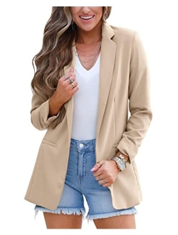 Imily Bela Womens Casual Blazers Long Sleeve Lapel Open Front Work Office Jacket with Pockets