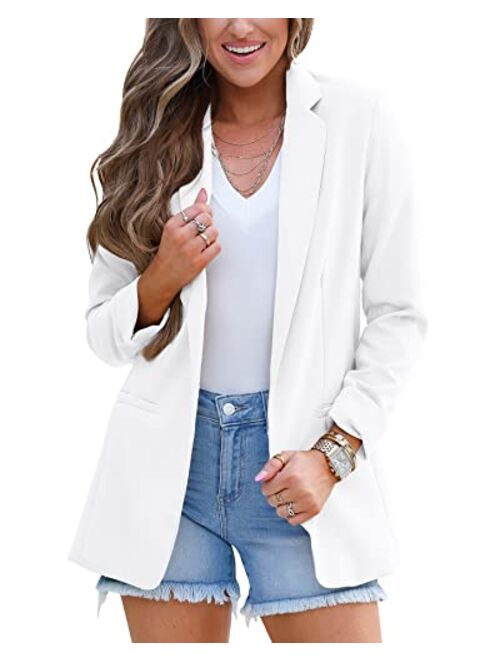 Imily Bela Womens Casual Blazers Long Sleeve Lapel Open Front Work Office Jacket with Pockets