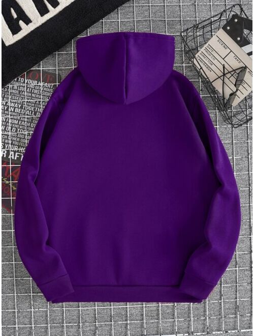 Men Sculpture And Figure Graphic Kangaroo Pocket Drawstring Thermal Lined Hoodie