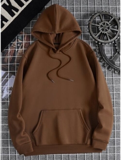 Men Kangaroo Pocket Drawstring Thermal Hoodie