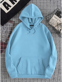 Men Kangaroo Pocket Drawstring Thermal Hoodie