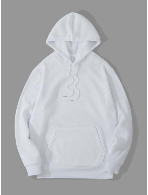 Men Kangaroo Pocket Drawstring Thermal Hoodie