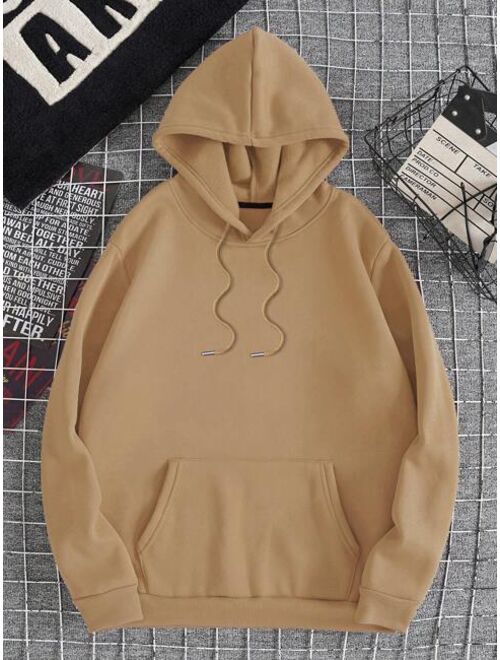 Men Kangaroo Pocket Drawstring Thermal Hoodie