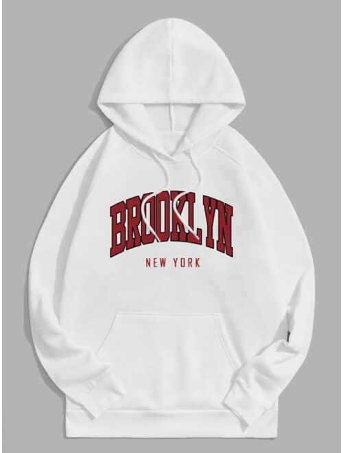 Men Letter Graphic Thermal Drawstring Hoodie