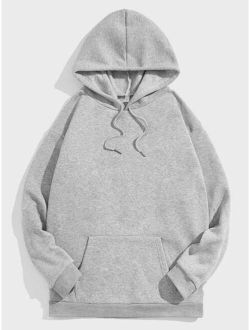 Men Kangaroo Pocket Drawstring Hoodie