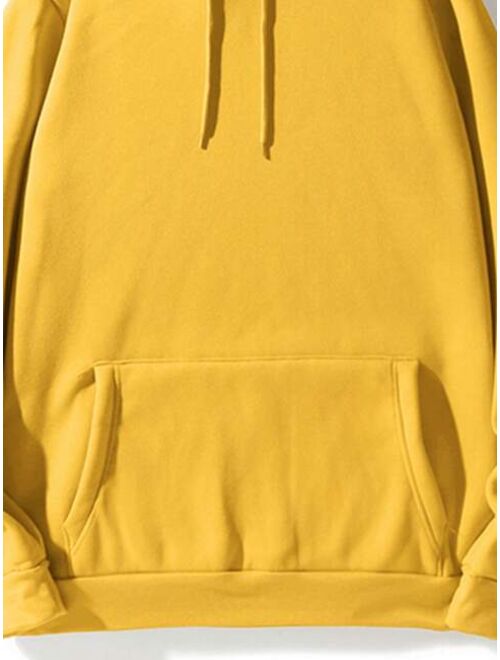 Men Kangaroo Pocket Drawstring Hoodie