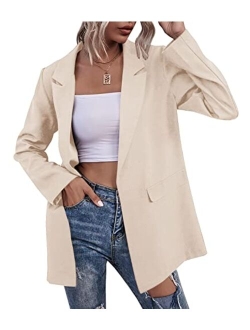 Farktop Womens Work Casual Oversized Blazers Long Sleeve Open Front Office Business Jackets