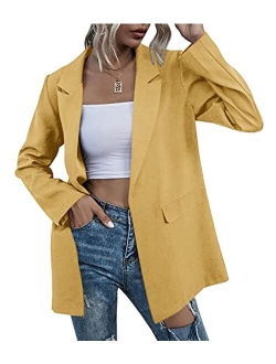 Farktop Womens Work Casual Oversized Blazers Long Sleeve Open Front Office Business Jackets