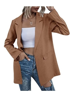 Farktop Womens Work Casual Oversized Blazers Long Sleeve Open Front Office Business Jackets