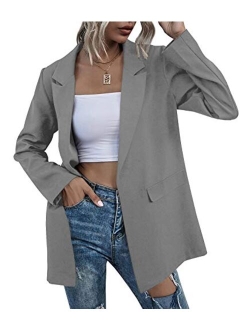 Farktop Womens Work Casual Oversized Blazers Long Sleeve Open Front Office Business Jackets