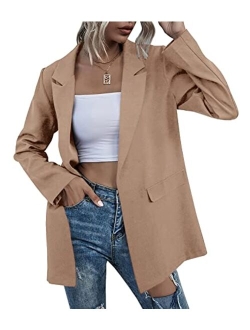 Farktop Womens Work Casual Oversized Blazers Long Sleeve Open Front Office Business Jackets