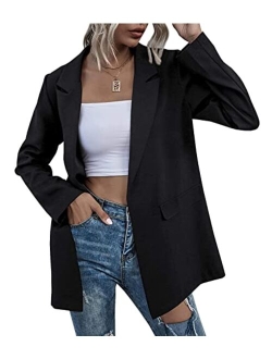 Farktop Womens Work Casual Oversized Blazers Long Sleeve Open Front Office Business Jackets