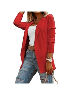 Niubia Womens Casual Long Sleeve Blazers Solid Color Knit Blazer Work Office Open Front Blazer Jacket