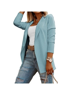 Niubia Womens Casual Long Sleeve Blazers Solid Color Knit Blazer Work Office Open Front Blazer Jacket