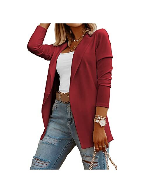 Niubia Womens Casual Long Sleeve Blazers Solid Color Knit Blazer Work Office Open Front Blazer Jacket