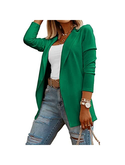 Niubia Womens Casual Long Sleeve Blazers Solid Color Knit Blazer Work Office Open Front Blazer Jacket