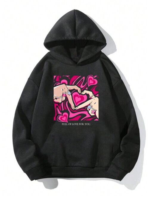 Manfinity Hypemode Men Letter Figure Graphic Hoodie