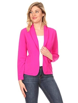 Fashionjoa Women's Casual Office Work Long Sleeve Open Front Blazer Jacket with Plus Size