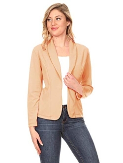 Fashionjoa Women's Casual Office Work Long Sleeve Open Front Blazer Jacket with Plus Size