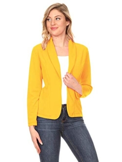 Fashionjoa Women's Casual Office Work Long Sleeve Open Front Blazer Jacket with Plus Size