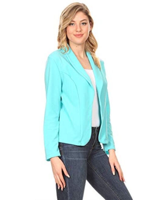 Fashionjoa Women's Casual Office Work Long Sleeve Open Front Blazer Jacket with Plus Size