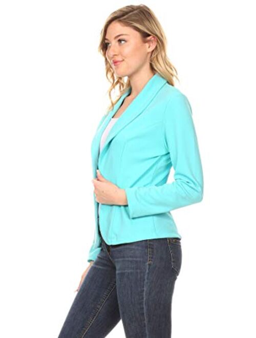 Fashionjoa Women's Casual Office Work Long Sleeve Open Front Blazer Jacket with Plus Size