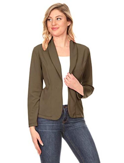 Fashionjoa Women's Casual Office Work Long Sleeve Open Front Blazer Jacket with Plus Size