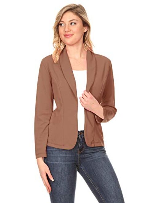 Fashionjoa Women's Casual Office Work Long Sleeve Open Front Blazer Jacket with Plus Size