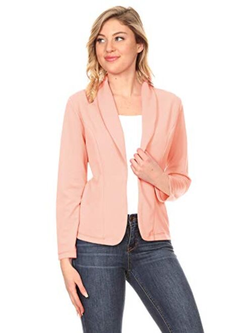 Fashionjoa Women's Casual Office Work Long Sleeve Open Front Blazer Jacket with Plus Size