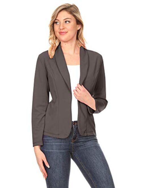 Fashionjoa Women's Casual Office Work Long Sleeve Open Front Blazer Jacket with Plus Size