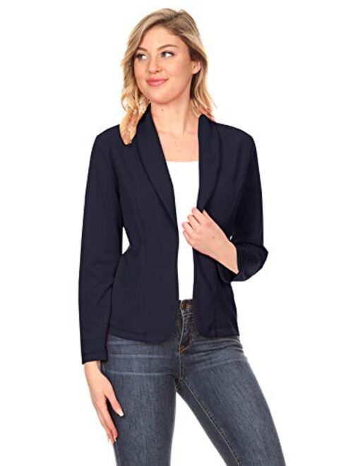 Fashionjoa Women's Casual Office Work Long Sleeve Open Front Blazer Jacket with Plus Size