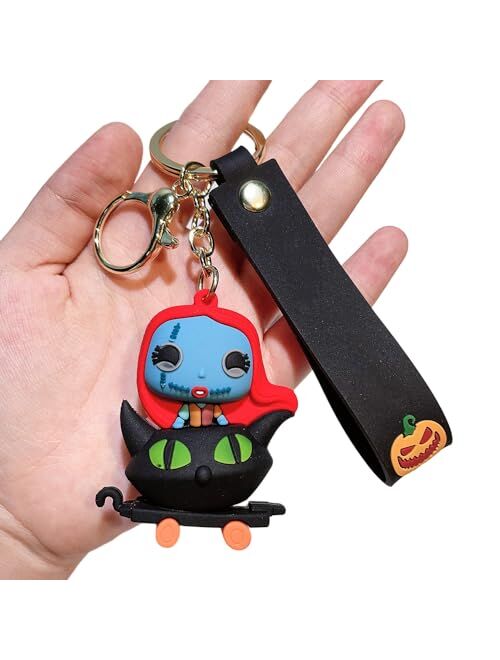 D DILLA BEAUTY Kawaii Halloween Theme Anime Keychain Adorable Backpack Car Keyring Charms for Men Women Girl