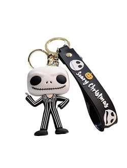 D Dilla Beauty Cute Frighten Pumpkin Man Skeleton Christmas Eve Keychain Adorable Backpack Car Keyring Charms Easy to Carry