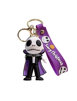 D Dilla Beauty Cute Frighten Pumpkin Man Skeleton Christmas Eve Keychain Adorable Backpack Car Keyring Charms Easy to Carry