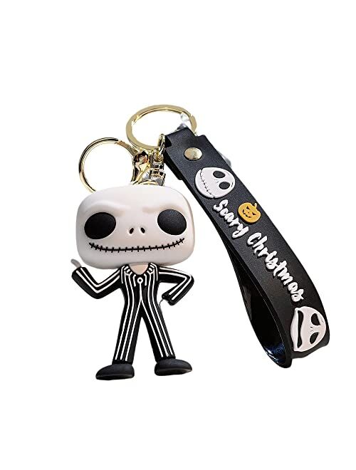 D Dilla Beauty Cute Frighten Pumpkin Man Skeleton Christmas Eve Keychain Adorable Backpack Car Keyring Charms Easy to Carry