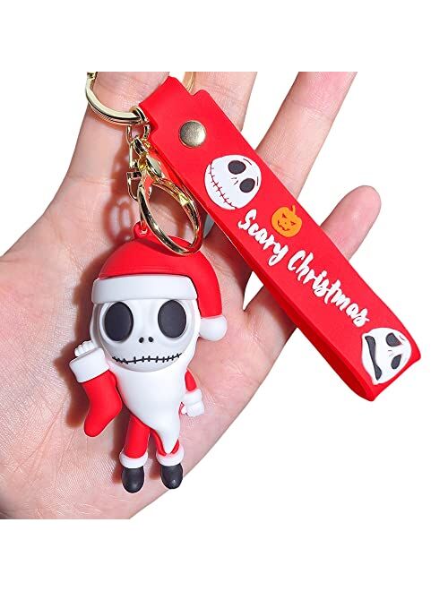 D Dilla Beauty Cute Frighten Pumpkin Man Skeleton Christmas Eve Keychain Adorable Backpack Car Keyring Charms Easy to Carry