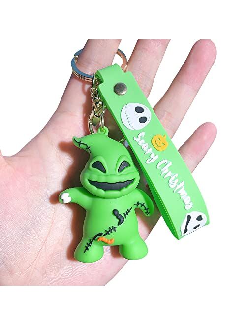 D Dilla Beauty Cute Frighten Pumpkin Man Skeleton Christmas Eve Keychain Adorable Backpack Car Keyring Charms Easy to Carry